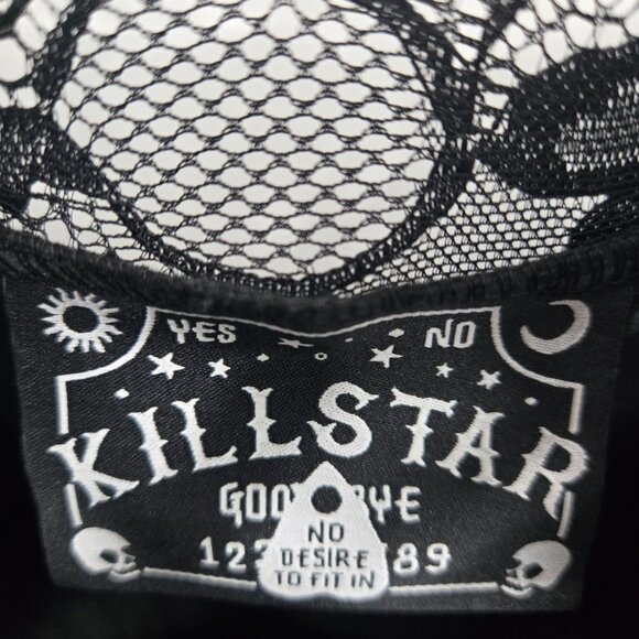 Killstar Gothic Dark Black Lace Bow Neck Wednesday Large - Picture 4 of 16